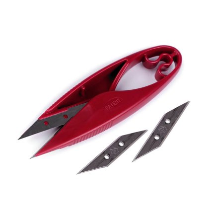 Nůžky PIN cvakačky velmi ostré s náhradním ostřím délka 11 cm (Varianta červená tmavá, Balení 1 karta)