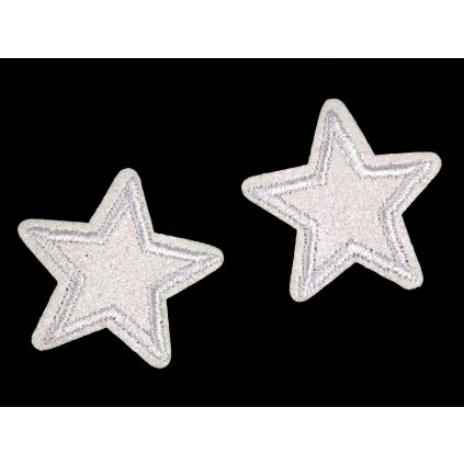 Nažehlovačka hvězda s glitry (Varianta 1 krémová nejsvět. AB, Balení 10 ks)