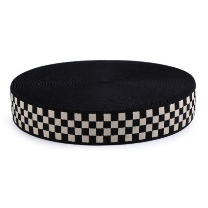 Pruženka měkká šíře 40 mm káro (Varianta 1 černá béžová, Balení 1 m)