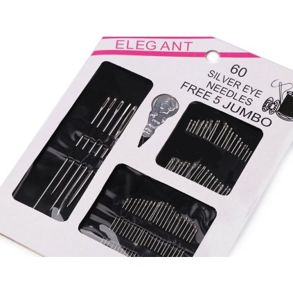 Sada ručních jehel + navlékač (Varianta nikl, Balení 1 karta)