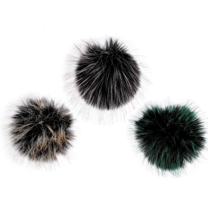 Kožešinová bambule s poutkem Ø12 cm (Varianta 1 černá béžová světlá, Balení 1 ks)