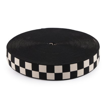 Pruženka měkká káro šíře 35 mm (Varianta černá káro, Balení 1 m)