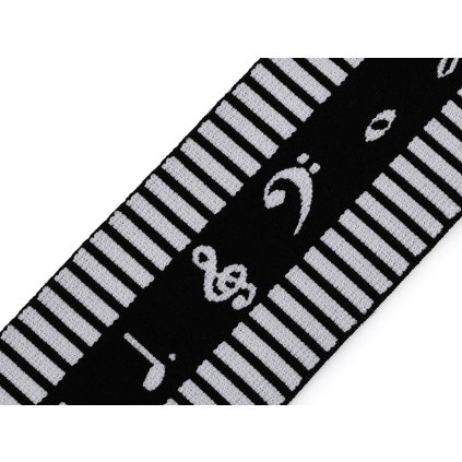 Pruženka měkká šíře 60 mm noty (Varianta černá bílá, Balení 1 m)