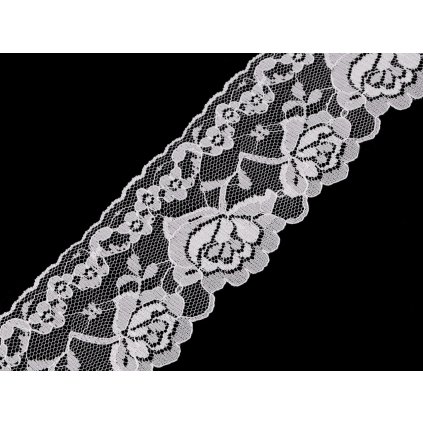 Silonová krajka šíře 70 mm (Varianta 1 bílá, Balení 25.2 m)