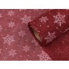 Vánoční imitace juty šíře 48 cm vločky (Varianta 4 bordó sv. off white, Balení 5 m)