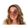 Karnevalová maska - škraboška metalická (Varianta 2 pink zlatá, Balení 1 ks)