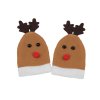 Vánoční mini čepice sob (Varianta béžová tm., Balení 10 ks)