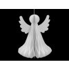 Papírový skládací anděl k zavěšení 24 cm (Varianta bílá, Balení 1 ks)