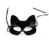 Karnevalová maska - škraboška sametová s glitry kočka (Varianta 1 černá stříbrná, Balení 1 ks)