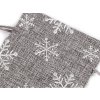 Vánoční dárkový pytlík vločky s glitry 10x13 cm imitace juty (Varianta šedá, Balení 10 ks)