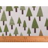 Bavlněná metráž / imitace lnu hrubší, stromečky (Varianta režná, Balení 1 m)