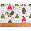 Vánoční bavlněná látka / plátno skřítek (Varianta bílá, Balení 1 m)