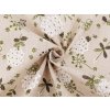 Bavlněná metráž / imitace lnu hrubší, květy (Varianta režná, Balení 1 m)