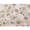 Bavlněná metráž / imitace lnu hrubší, květy (Varianta režná, Balení 1 m)