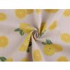 Bavlněná metráž / imitace lnu hrubší, citrony (Varianta režná, Balení 1 m)