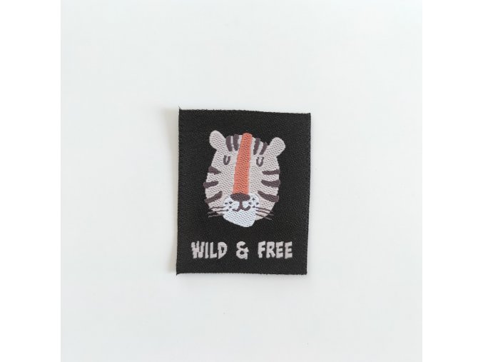 Tkaný štítek (nášivka) tygr WILD & FREE s meruňkovou