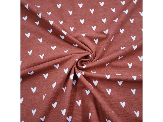 Biobavlněný úplet srdíčka na marsala (1,2 m)