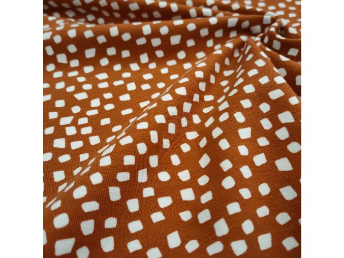 Biobavlněný úplet čtverečky na terakotě (1,55 m)