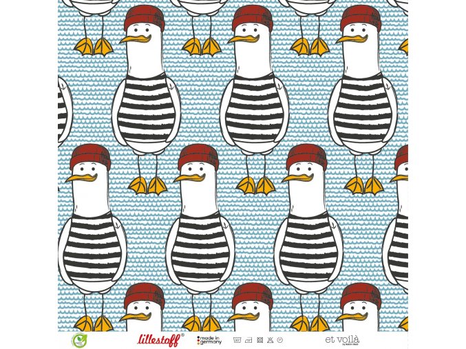 Biobavlněný úplet Lillestoff Coole Möwe, rot (0,4 m)