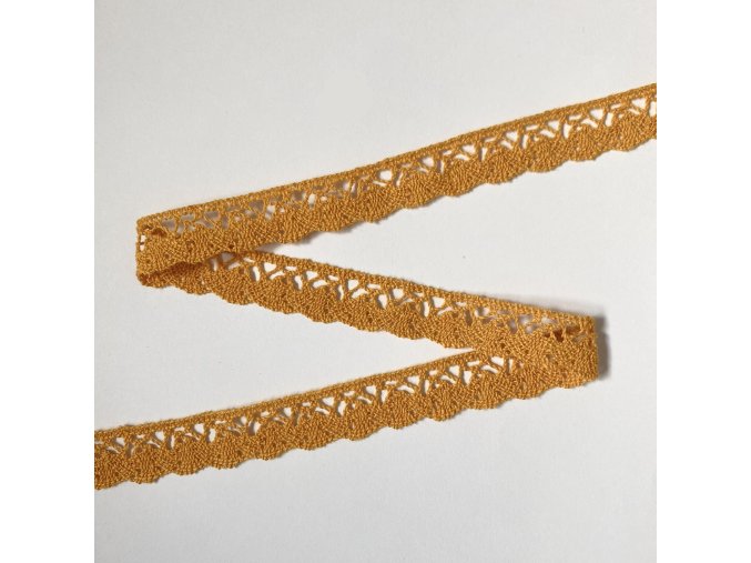 Paličkovaná krajka okrová 18 mm