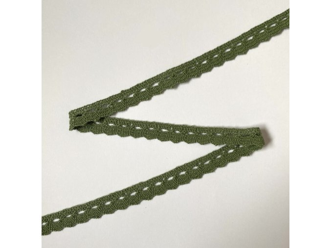 Paličkovaná krajka olivová 13 mm (2,3 m)