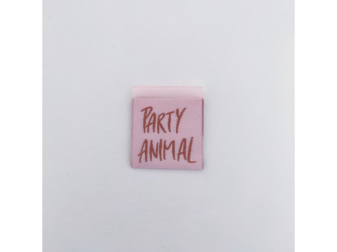 Tkaný štítek PARTY ANIMAL starorůžový/karamel