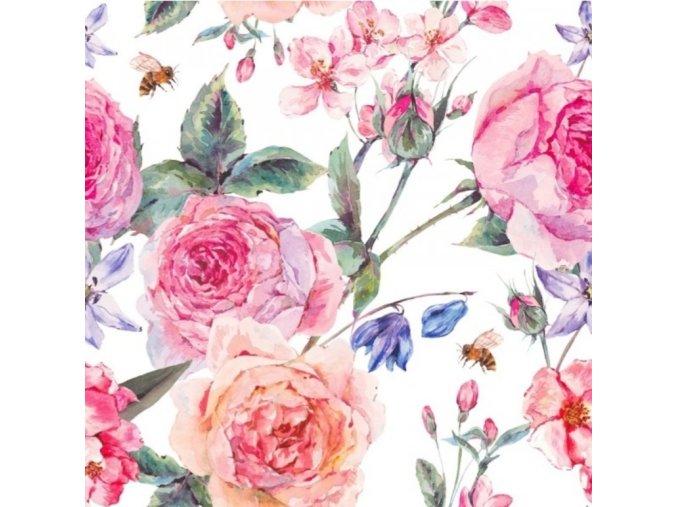 Biobavlněný úplet Lillestoff Lille Rosen Bouquet (0,65 m)