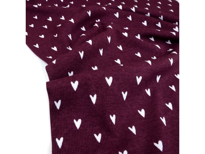 Biobavlněný žebrovaný úplet srdíčka na lilku (0,25 m)