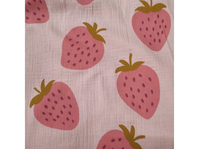 Mušelín jahody na pudrově růžové