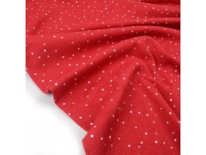 Biobavlněný žebrovaný úplet puntík na červené II. jakost