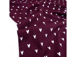 Biobavlněný žebrovaný úplet srdíčka na lilku (0,25 m)