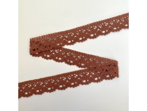 Paličkovaná krajka clay pink 26 mm