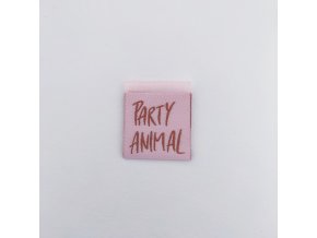 Tkaný štítek PARTY ANIMAL starorůžový/karamel
