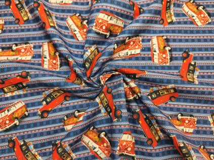 Bavlněné plátno- retro auta