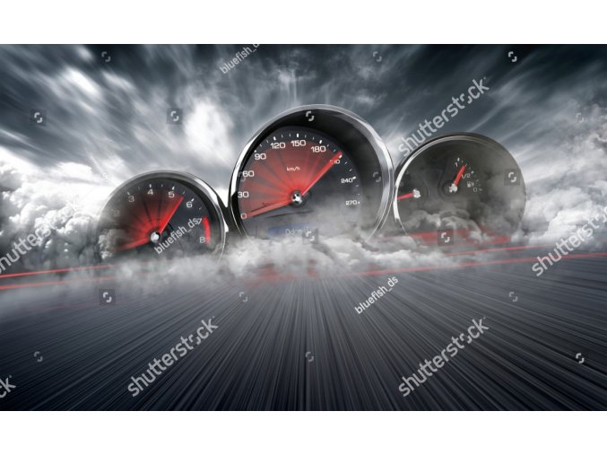 stock photo speedometer scoring high speed in a fast motion blur racetrack background speeding car background 1061506127