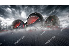 stock photo speedometer scoring high speed in a fast motion blur racetrack background speeding car background 1061506127