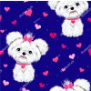 stock vector pet sitting dog white maltese with pink bows and hearts on blue background seamless pattern vector 1032659089