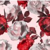 stock photo art vintage red monochrome watercolor floral seamless pattern with white roses and red peonies on 267331793
