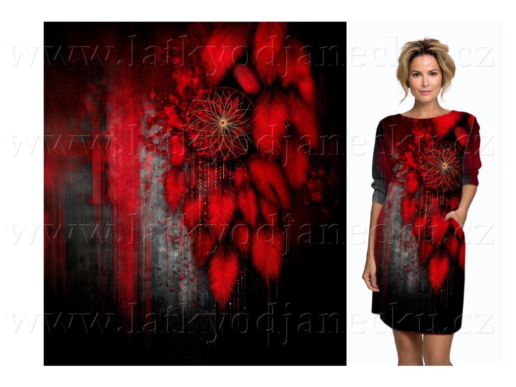 Teplákovina 240g - PANEL na přední díl- XL 100 cm - Červená Lapač