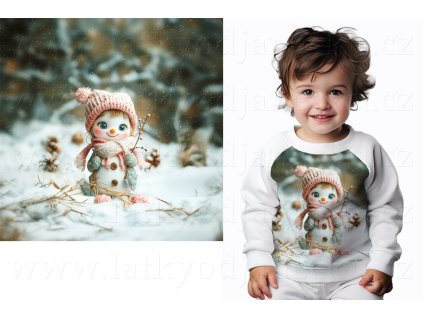 Jerseystof Baumwolle TOP 240g * PANEL S * Schneemann auf grün