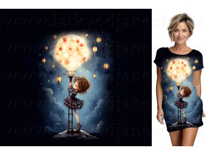 Baumwollstrickstoff TUR * PANEL XL 80 cm * Mädchen an der Lampe