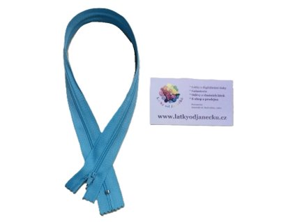 BLEDě  MODRÁ * Spirálový zip délka 40 cm - nedělitelný