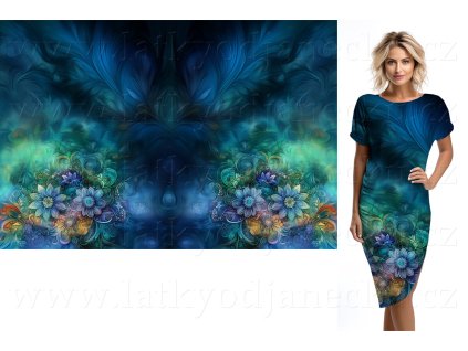 Funktionsstrick mit Silber * Panel 120 cm * Blaugrüne BlumenFunktioneller Strick mit Silber * Panel 120 cm * Smaragdgrüne Paradiesblumen