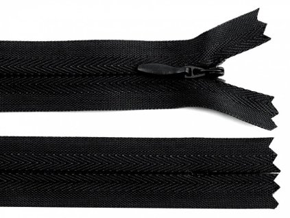 ČERNÁ * Spirálový zip délka 70 cm - bundový-skrytý
