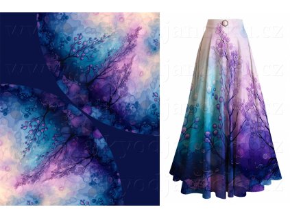 Funkční úplet se stříbrem * PANEL na půlkolovou maxisukni 190x156 cm * Fialový sen