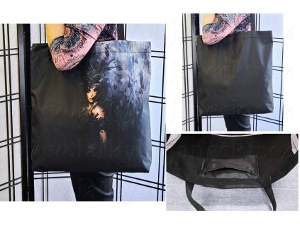 Taška z nepromokavé kočárkoviny 43x46 cm * Dáma v peří
