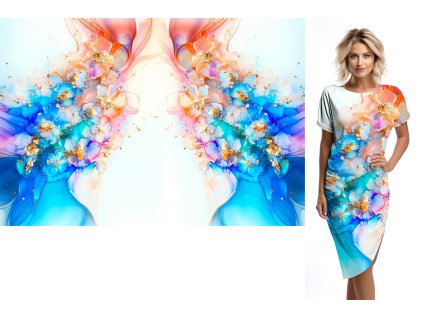 Bavlněný úplet TOP 180g * Panel 120 cm * Abstraktní zahrada