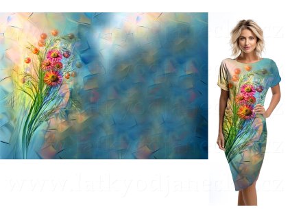 D. REZERVACE NA PŮLKU ČERVNA * Viskozový úplet TOP 230g * Panel 120 cm * Květinová freska