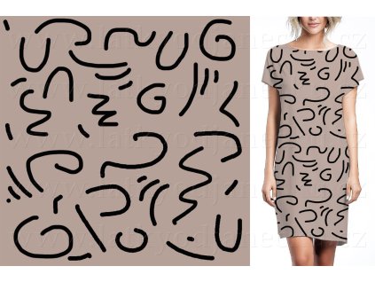 Bavlněný úplet TOP 180g * Abstraktní hieroglyfy