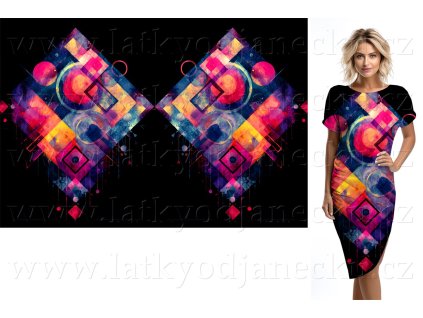 Bavlněný úplet TOP 180g - PANEL 120x176 cm - Tanec tvarů a barev